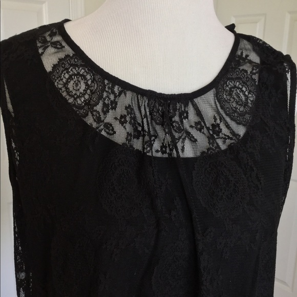 New CAbi Date Night Black Lace Tunic Top Belt Style# 942 New Without Tags M - Picture 3 of 9